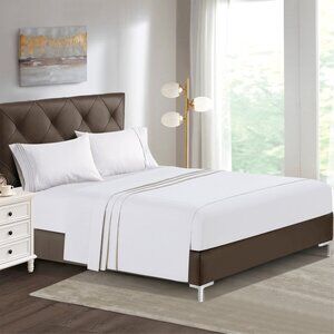 SmartM'Raud Full Size Sheets White - 4 Piece Set - Elegant, Comfy, Extra Soft